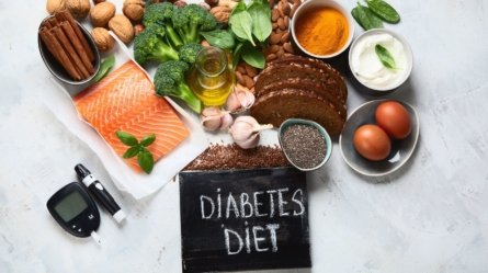 An image showing food items for diabetes diet.