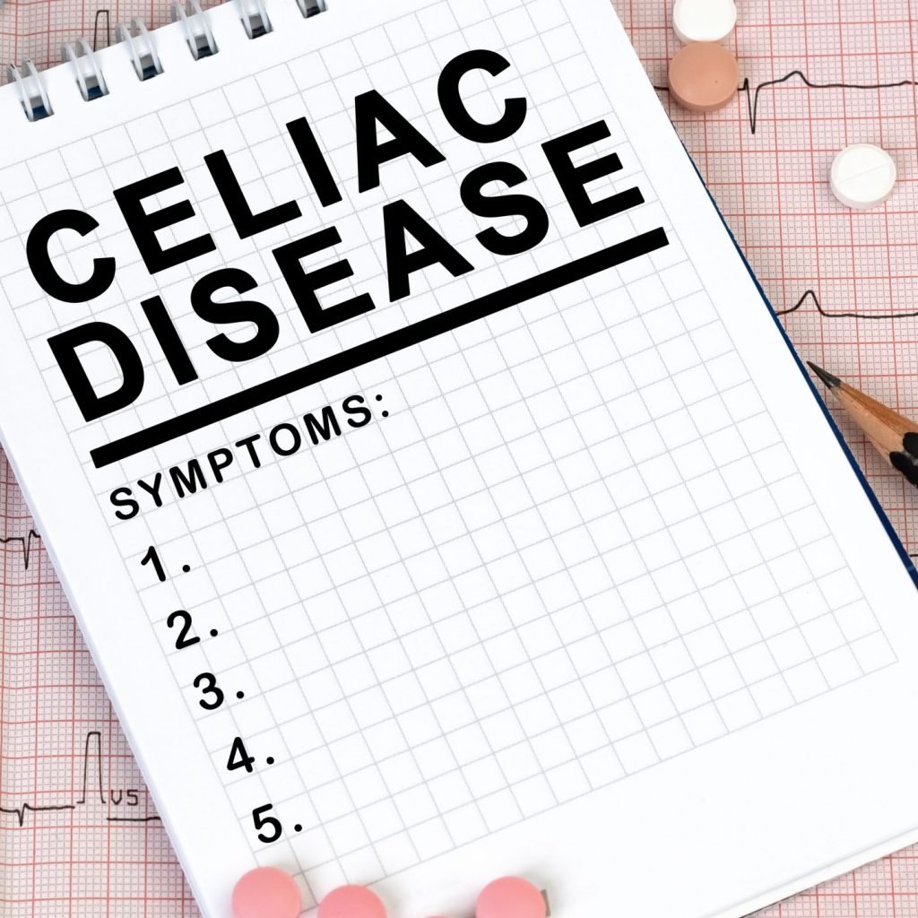 An image of a notebook recording the symptoms of Celiac Disease.