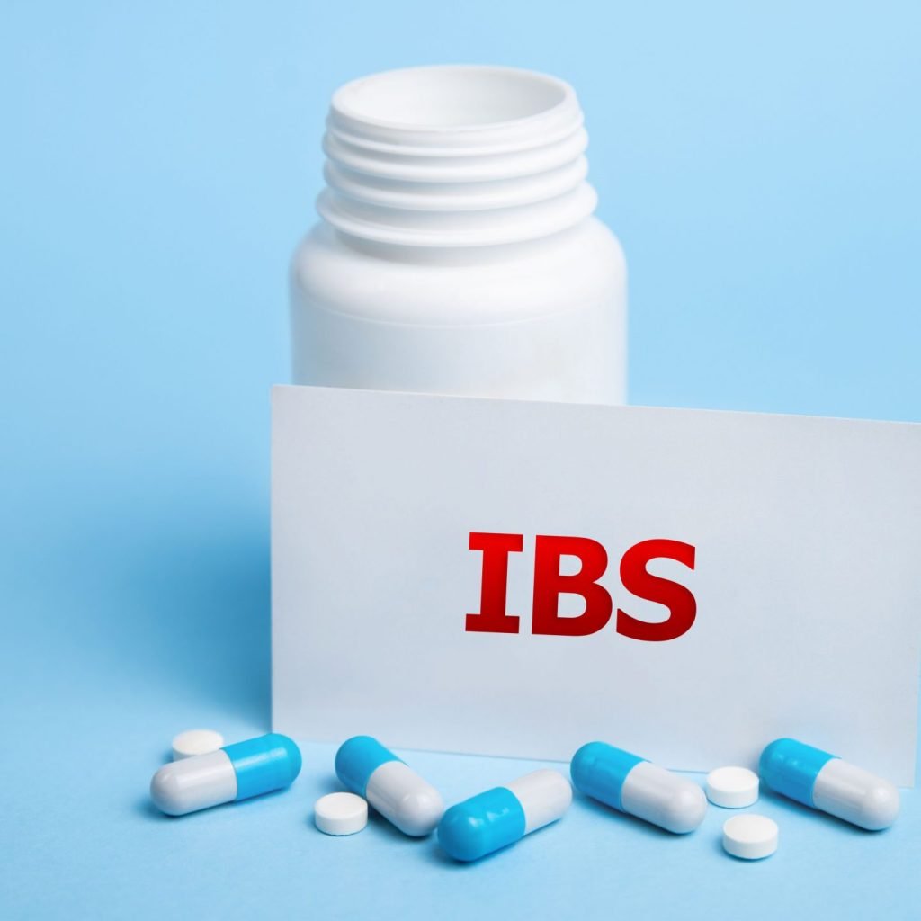 An image of capsules and tablets for treating irritable bowel syndrome (IBS).