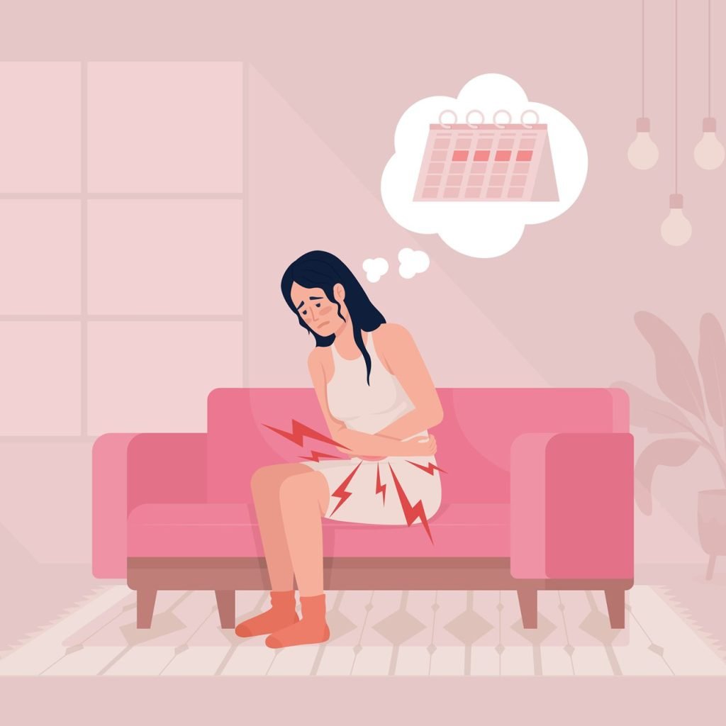 A woman suffering from menstrual problems.