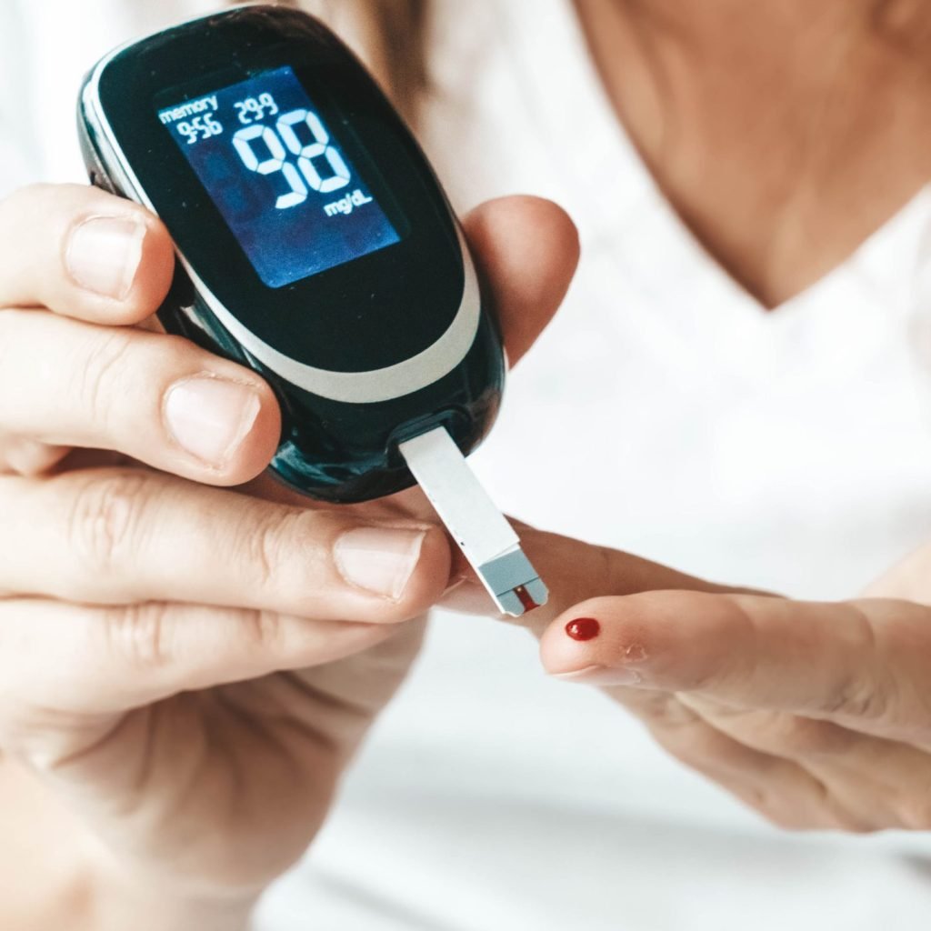 An image of a Blood glucose mete used to measure blood glucose levels.