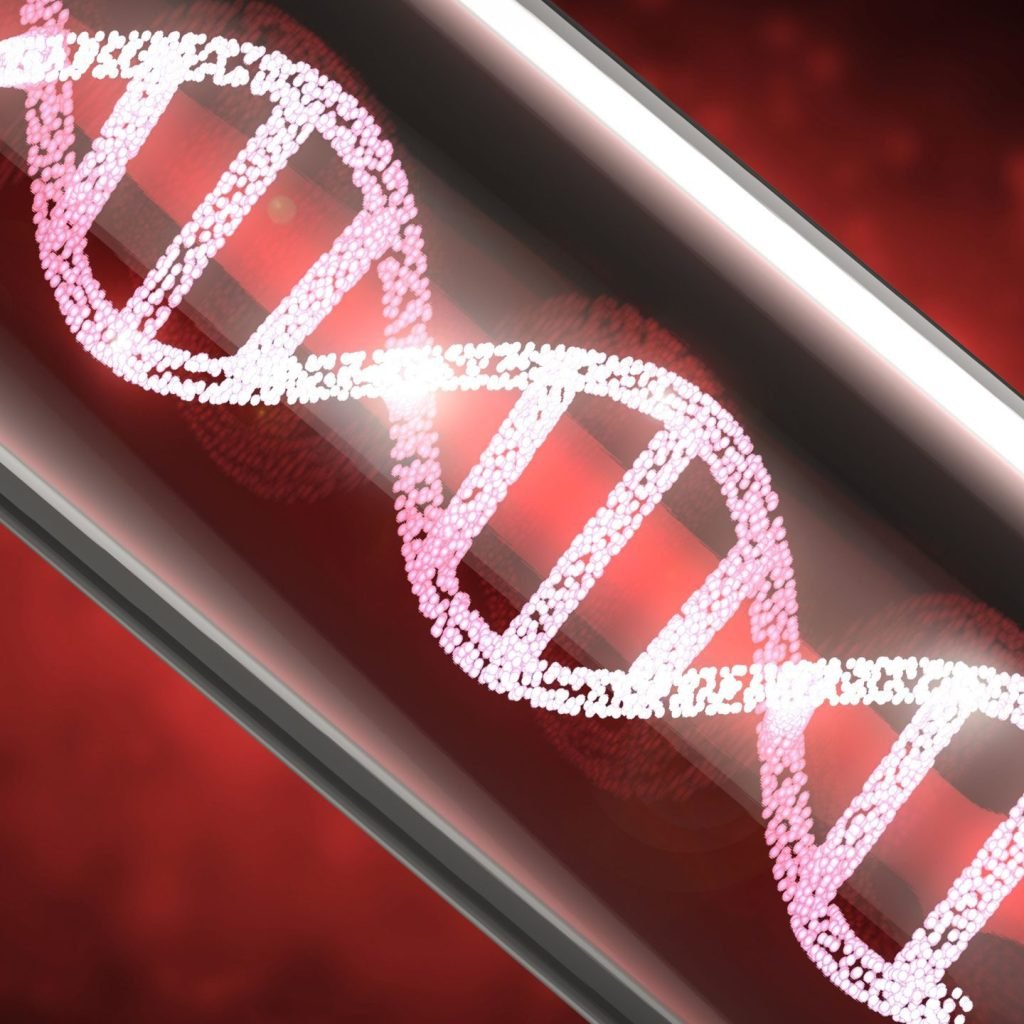 Genetic Testing: DNA Helix in a test tube