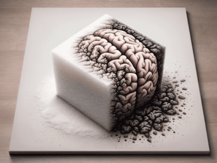 A creative representation of the connection between Sugar and Alzheimer's Disease.