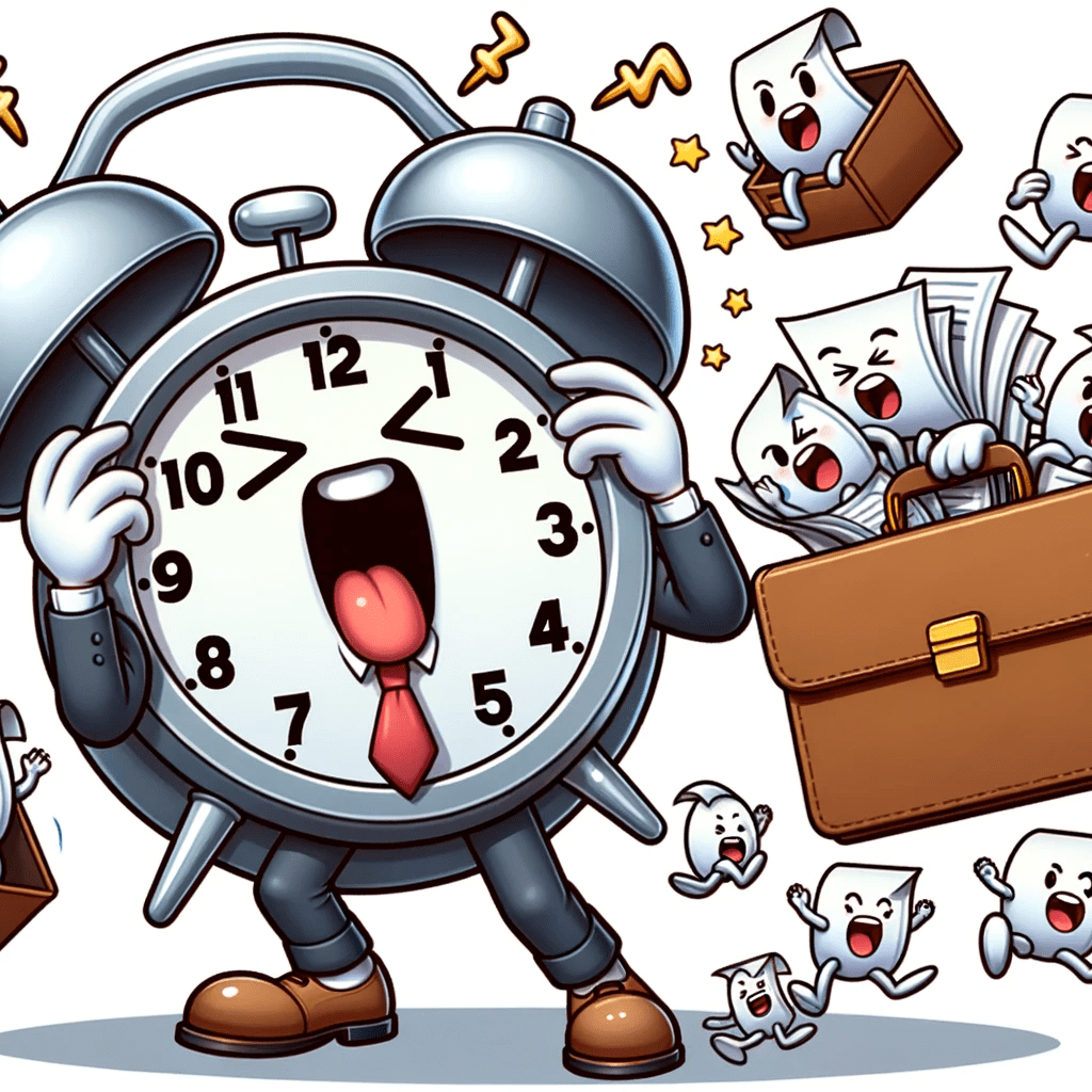 An illustration of a human clock representing the challenges of new job anxiety.